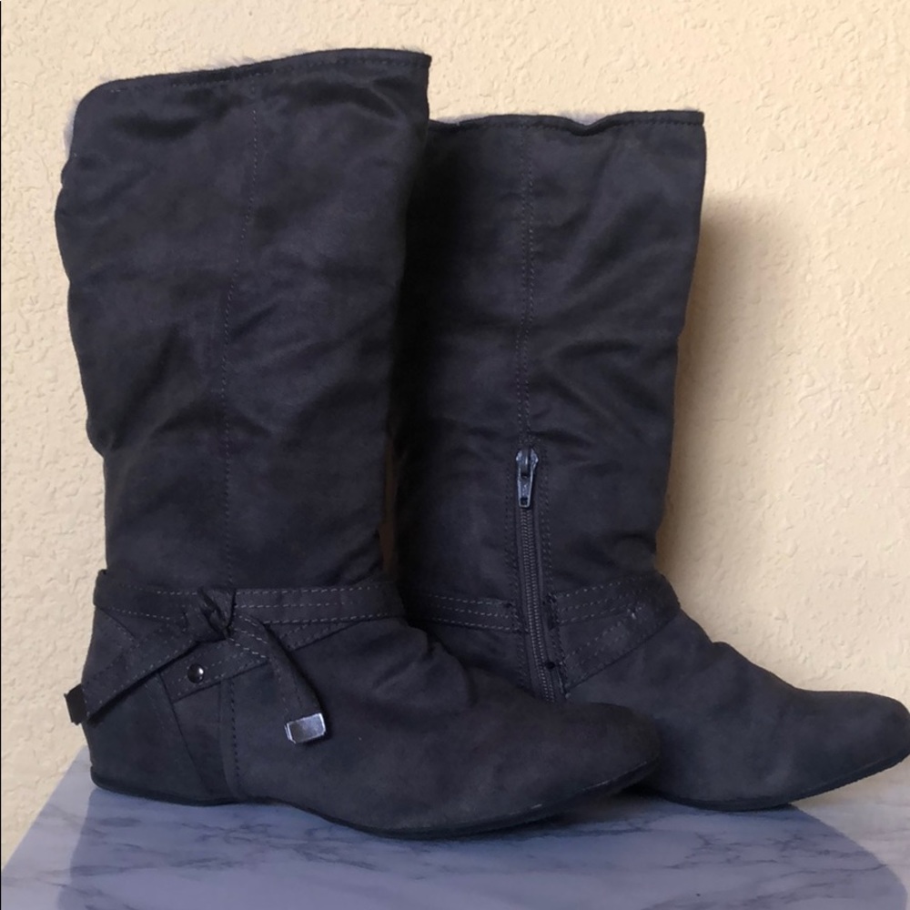 Gray Suede Leather